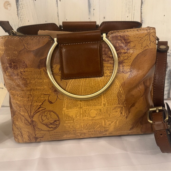 Patricia Nash Empoli satchel crossbody top handle bag brown tan leather - Picture 6 of 14